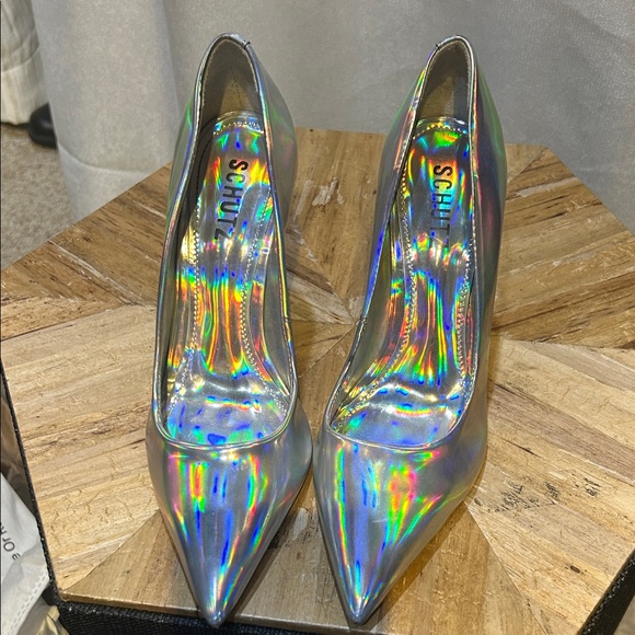 SCHUTZ Shoes - SCHUTZ Iridescent Silver Heels